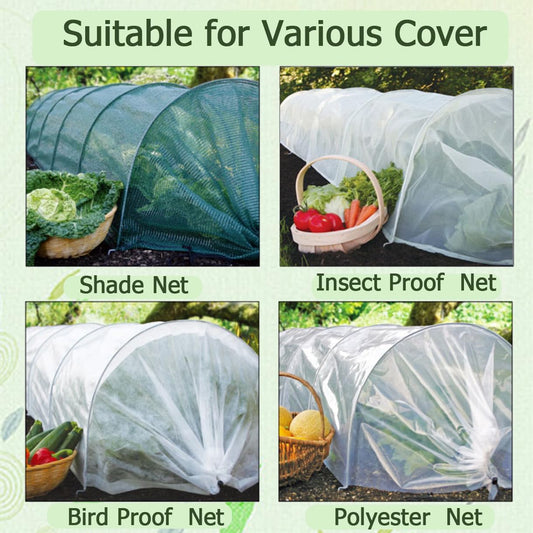 Greenhouse Hoops Grow Tunnel,6 Sets Garden Hoops for Raised Beds, Rust-Free Plant Hoops Frame for Row Cover Plant Shade Cloth, DIY Plant Support Garden Stakes,Garden Tunnel Row Cover Hoops Kit