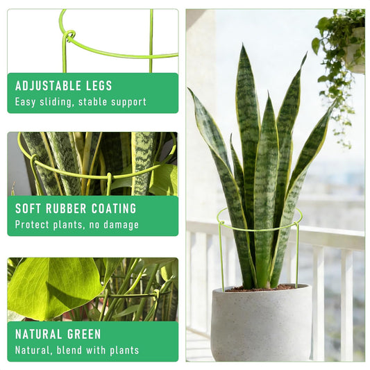 3-Pack Plant Support Stakes for Indoor Plants, Adjustable Monstera Cages & Snake Plant Support Rings, Potted Plant Supports Garden Stakes (10" W x 17" H)