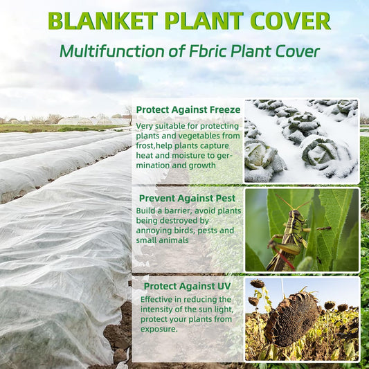 Plant Covers Freeze Protection, 10 ft x 50 ft Floating Row Cover, 1.1oz/yd² Garden Fabric Frost Cloth Blankets for Outdoor Plant Winter Protection