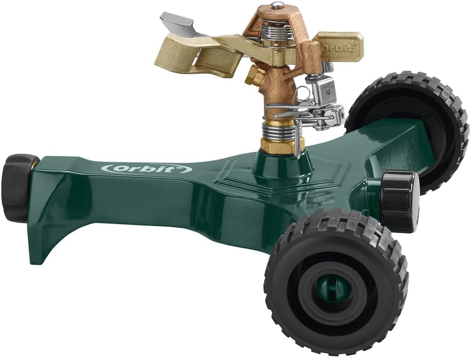 56186N Lawn and Garden 1/2-Inch Brass Impact Sprinkler with Metal Wheel Base