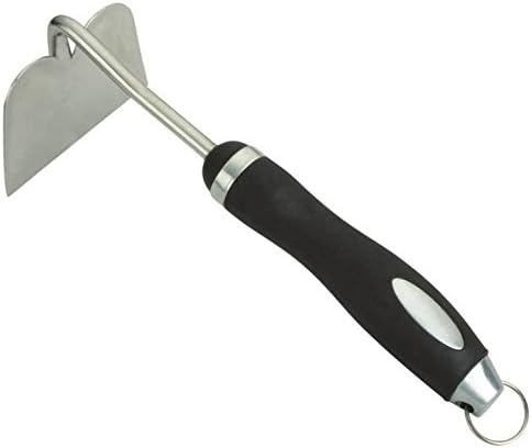Hand Hoe Garden Tool - Heavy Duty Stainless Steel with Polished Blade - Bendproof Design for Heavier Soil - Ergonomic Rubber Handle - Great for Weeding or Moving Soil