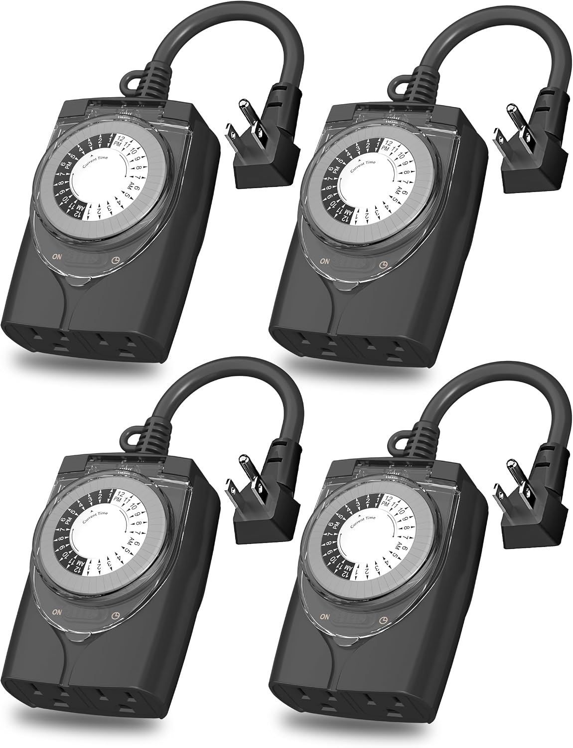 Outdoor Timer Outlet Waterproof, 24 Hour Mechanical Light Timers for Electrical Outlets Outdoor Weatherproof, 2 Grounded Outlets for Christmas Lights, Holiday Decorations, 15A 1/2HP