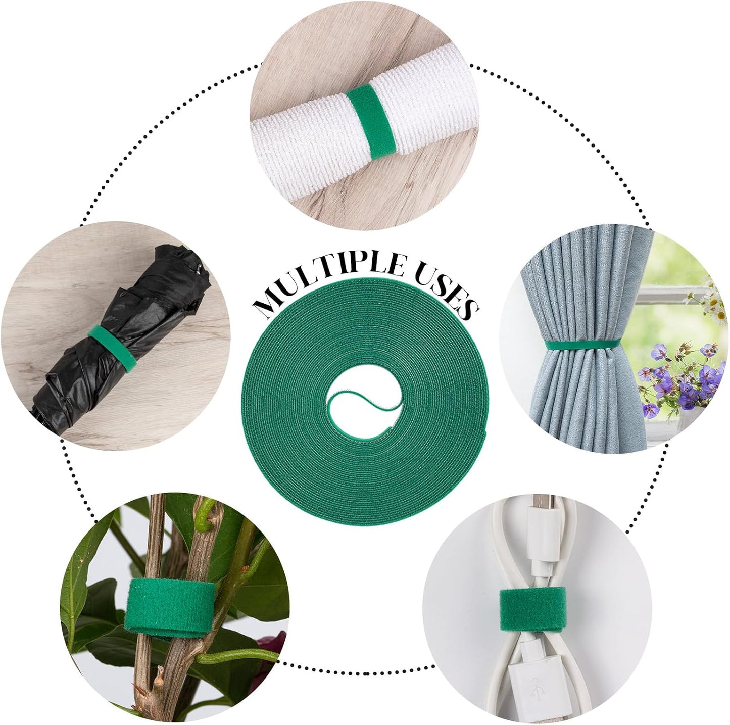 Plant Tape, 6 Roll 196 Ft Green Garden Tape, Adjustable Twist Ties for Plants Support 1/2", Reusable Garden Ties for Climbing Plants, Gardening Tape for Outdoor Indoor Plants