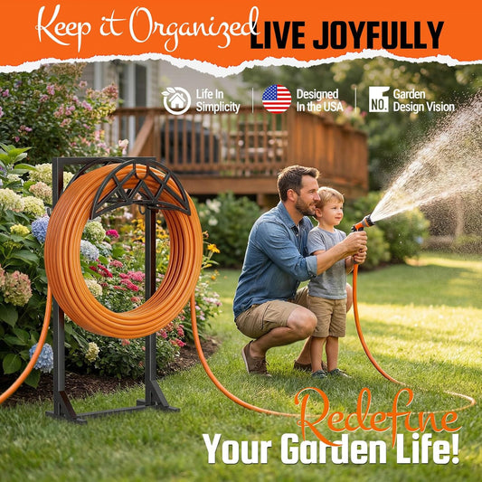 Garden Hose Reel, Heavy Duty Water Hose Holder for Outside