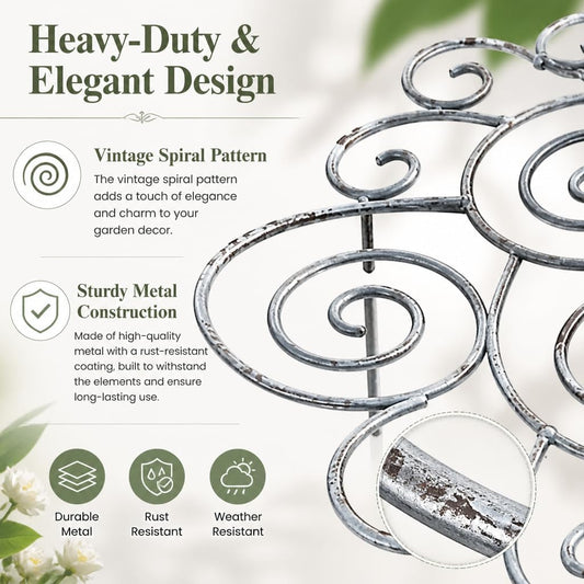 Metal Plant Support Ring for Garden, Heavy Duty Green Flower Hoop with Gardening Gloves, Peony Cage Stand for Outdoor Beds Indoor Pots, Grow Through Trellis 3 Sizes (1PC, Medium (16in Diameter))