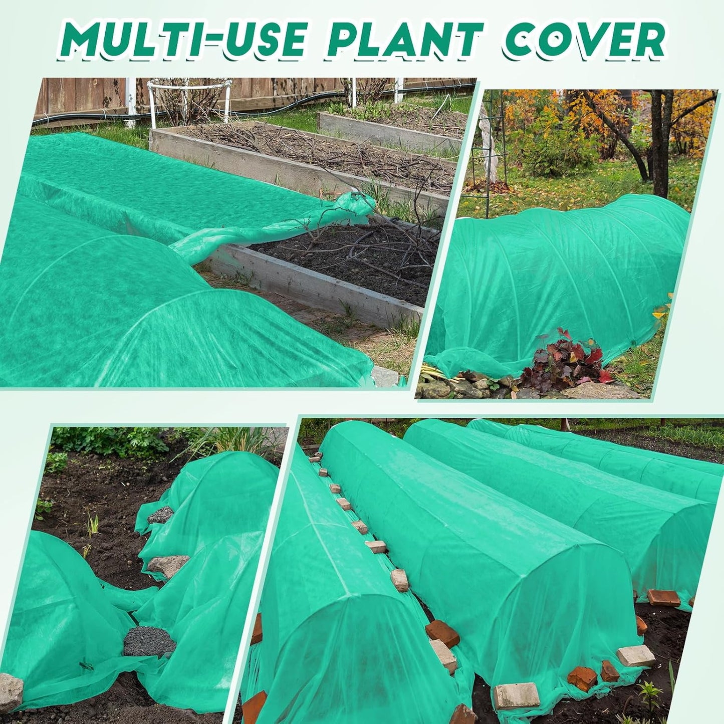 Frost Blanket Plant Covers for Freeze Winter, 10 ft x 50 ft, Green