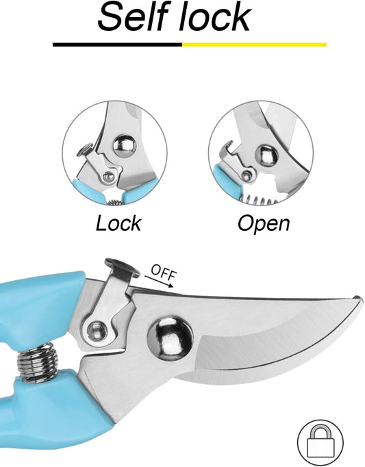 Curve Gardening Scissor with Sharp Stainless Steel Blade Garden Shears for Cutting Flowers Trimming Plants of Yard Florist Flower Rose Herb Hedge Bonsai and Fruits Picking (Pink Handle)