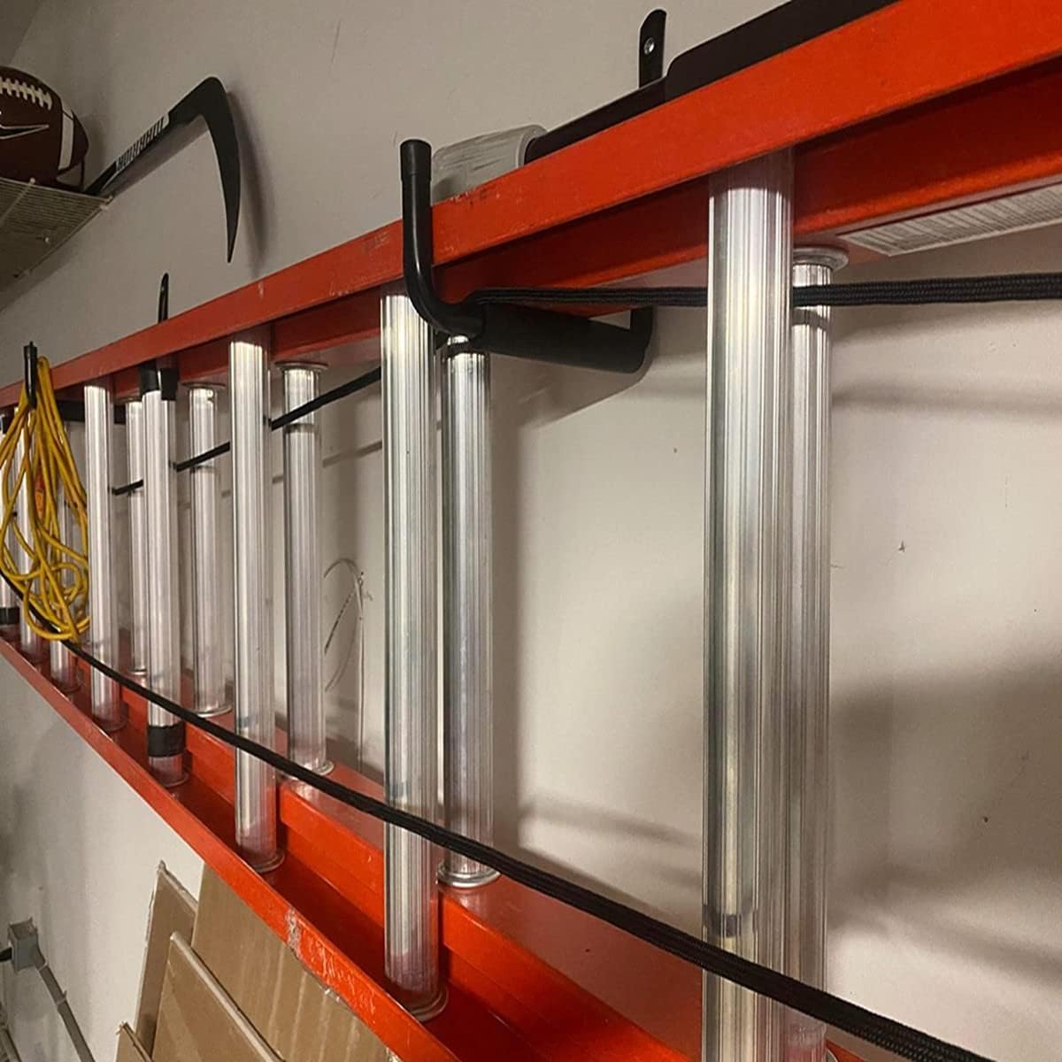 Garage Storage Ladders Hooks, 6 Pack Heavy Duty Utility Hanger, 9.8IN Wall Mount Rack Safely Holds 50 Pounds