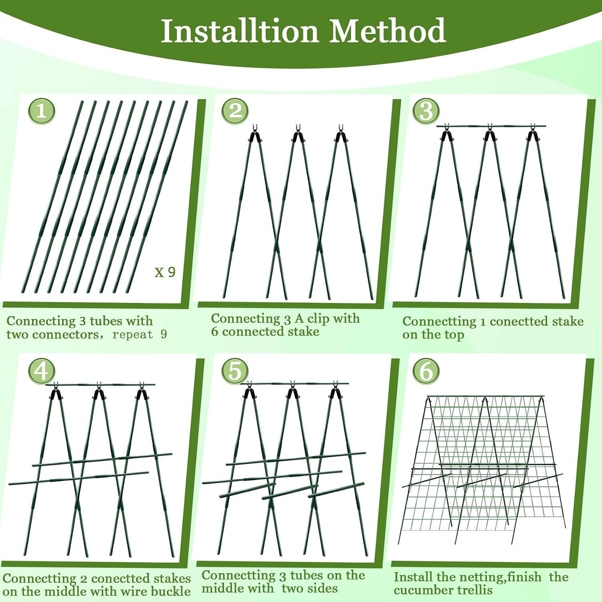 Cucumber Trellis for Raised Bed, 47" H*47" W Garden Trellis for Climbing Plants Outdoor,Metal Trellises Gardening Supplies,A Frame Plant Support Frame for Cucumber, Flower, Tomato, Grape