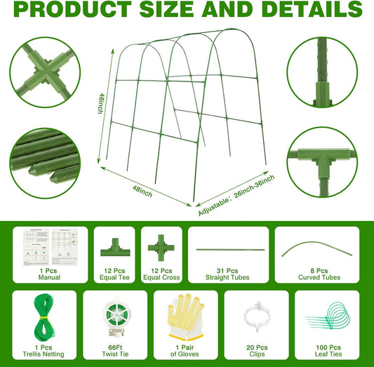 2 Pack Garden Cucumber Trellis for Climbing Plants Outdoor 48 x 48 Inch U Shape Cucumber Trellis for Raised Bed Metal Arch for Vegetables Tomato Pea Bean