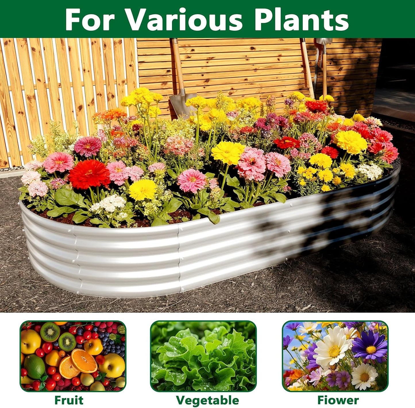 2 Pack Galvanized Raised Garden Bed Metal Round Raised Garden Beds Outdoor Planter Box for Vegetables (4FT, Silver)