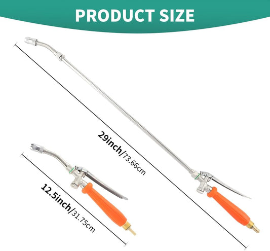 29" Metal Replacement Sprayer Wand,1/4" & 3/8" Brass Barb Sprayer Wand Replacement,Adjustable Nozzle Stainless Steel Spraye r Wand for Weed Garden Car Wash,with Shut off Valve
