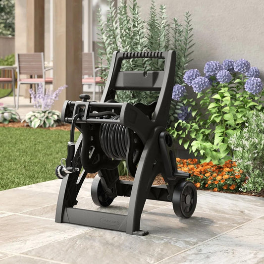 Hosemobile Hose Reel Cart, 175 ft Capacity, with Wheels and Handle, Black