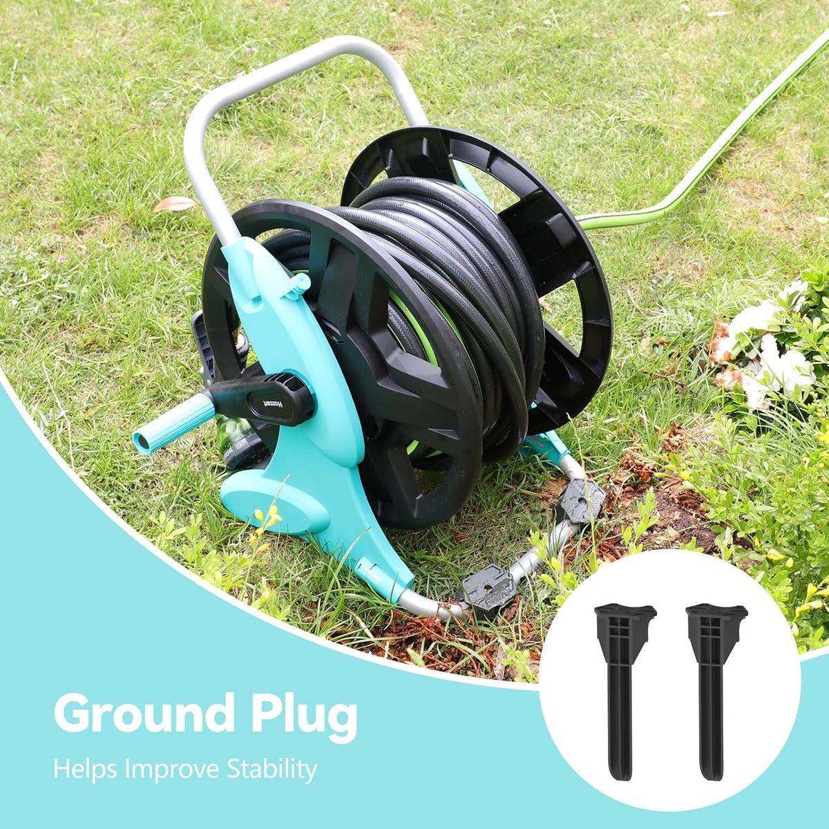 Garden Hose Reel Cart,Hose Holder Up to 50-100 Feet of 5/8" Hose,Wall Mounted Water Hose Reel,Portable Hose Reels for Outside Car Washing, Watering