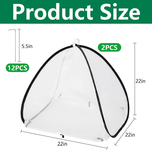 2Pcs Pop Up Insect Barrier Plant Cover Tent,Plant Protectors Mesh Enclosure