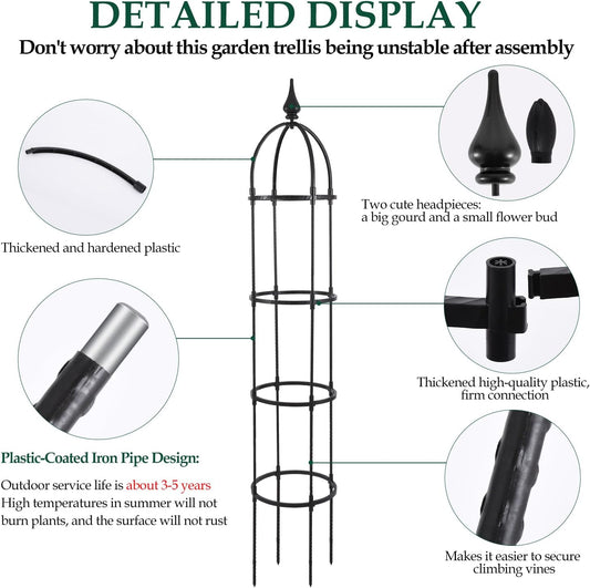 2Pack 6.6ft Obelisk Trellis for Climbing Plants Outdoor Indoor
