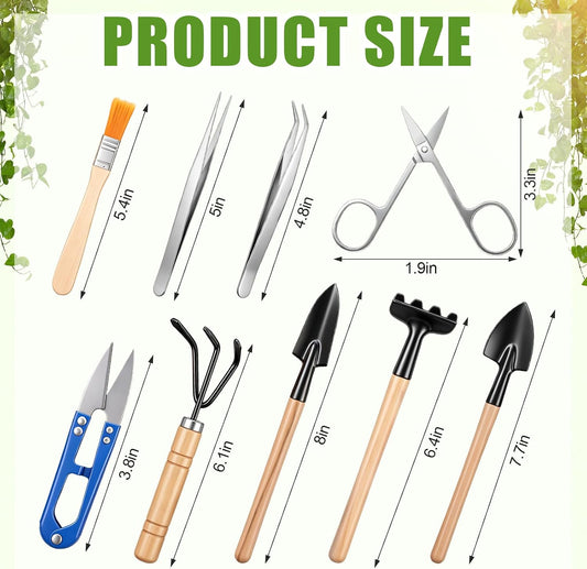 8 Sets Kids Mini Gardening Tools with Storage Bags Succulent Potting Planting Kit Indoor with Metal Rake Trowel and Shovel Small Gardening Tools for Cultivating Weeding Transplanting