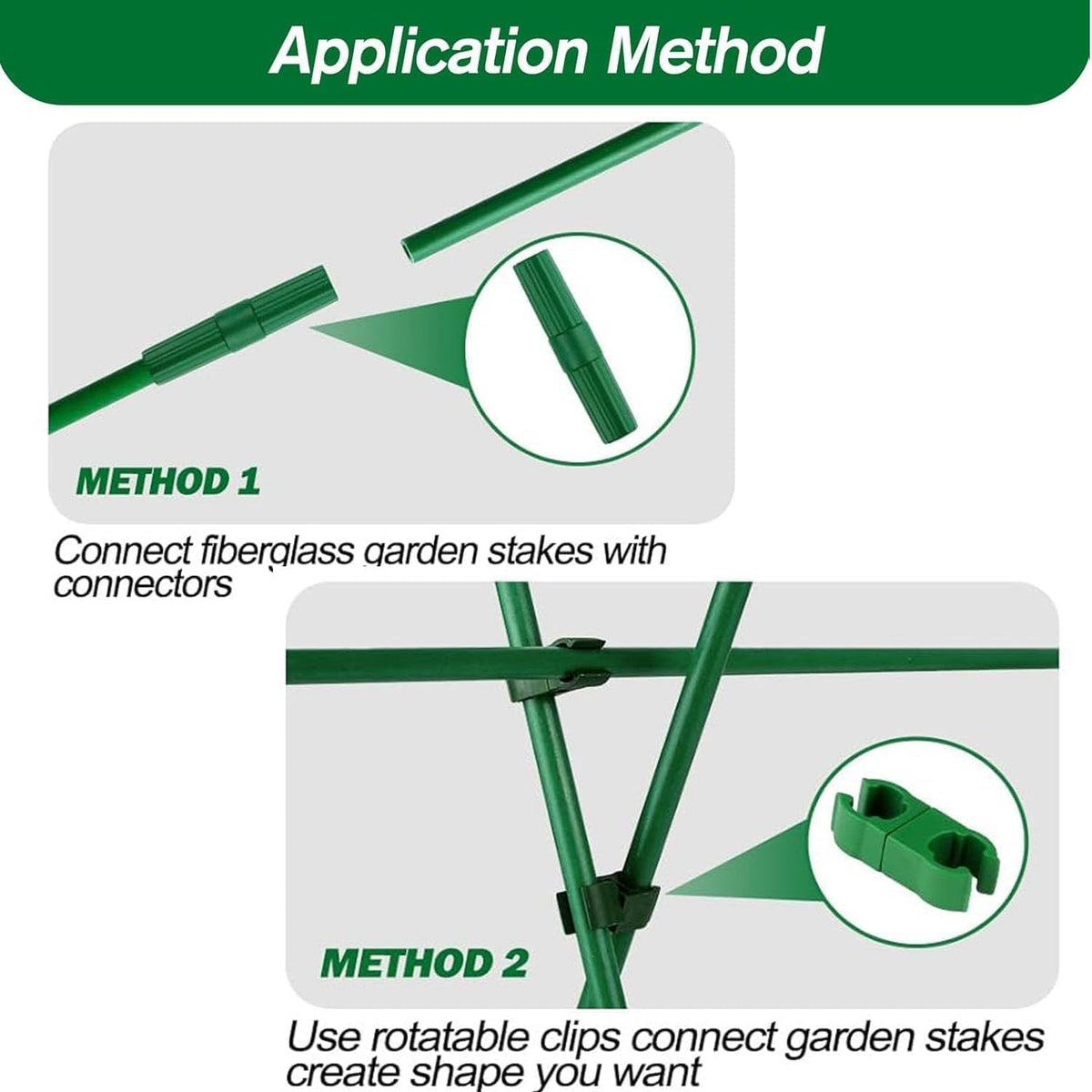 15Sets Garden Stakes Set 48PCS with Fiberglass Plant Stakes Sticks Supports and Accessories, DIY 4ft 5ft 6ft 7ft Tomato Stakes for Tomato,Vegetables, Pepper, Indoor Outdoor Spring Plants
