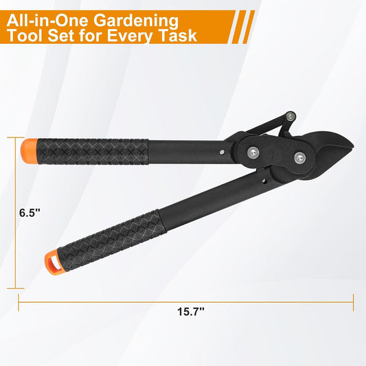 3 Piece Garden Tool Set, Lopper, 360° Grass Shears & Retractable Saw