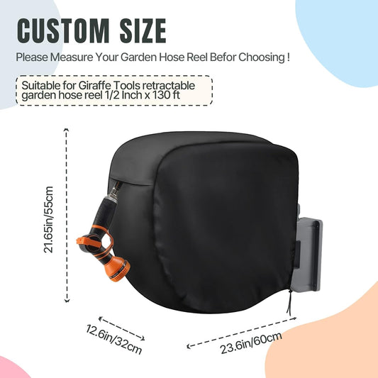 Hose Reel Cover 500D Waterproof 23.6x12.6x21.65in Black