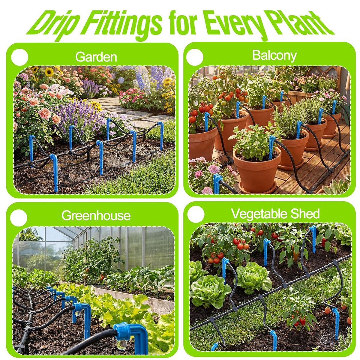 Solar Drip Irrigation System Kit, Auto Plant Waterer for 15 Pots