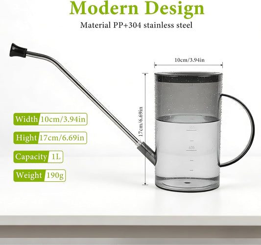 Watering Can for Indoor Plants, Small Watering Cans for House Plants, Succulents and Flowers, Long Spout, 1 Liter, with Bonus Plant Mister Spray Bottle for Plant Bonsai