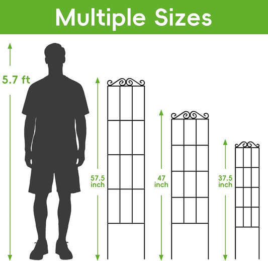 4Pack 37.5'' Metal Garden Trellis for Climbing Plants Outdoor