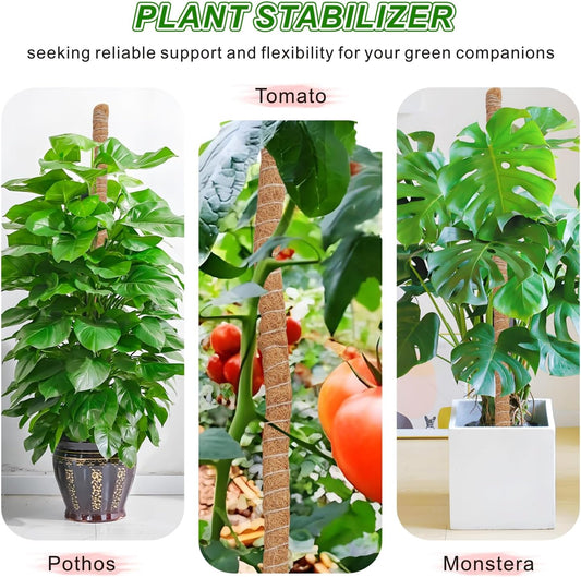 2 Pack Moss Pole Monstera Plant Support with Repotting Mat, 28 Inch Plant Support Stakes, Plant Sticks Support Tall for Indoor Potted Climbing Plants, Pothos, Philodendron