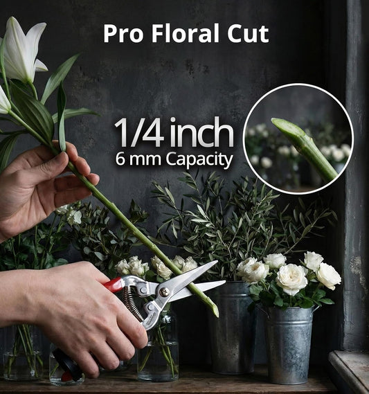 Pruning Shear Straight Pruning Snip 2PCS Stainless Steel Florist Scissors, Multi-Tasking Precision Hand Pruner Herb Snips Flower Clippers Bonsai Trimmers Ergonomic Handle Garden shear
