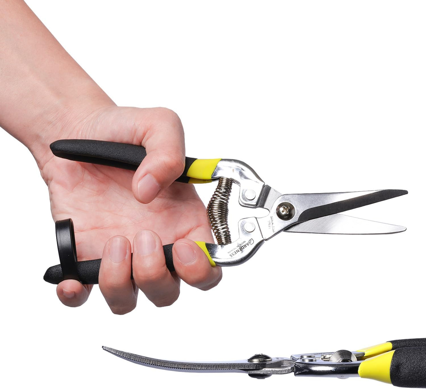 Pruning Shear Straight Pruning Snip 2PCS Stainless Steel Florist Scissors, Multi-Tasking Precision Hand Pruner Herb Snips Flower Clippers Bonsai Trimmers Ergonomic Handle Garden shear