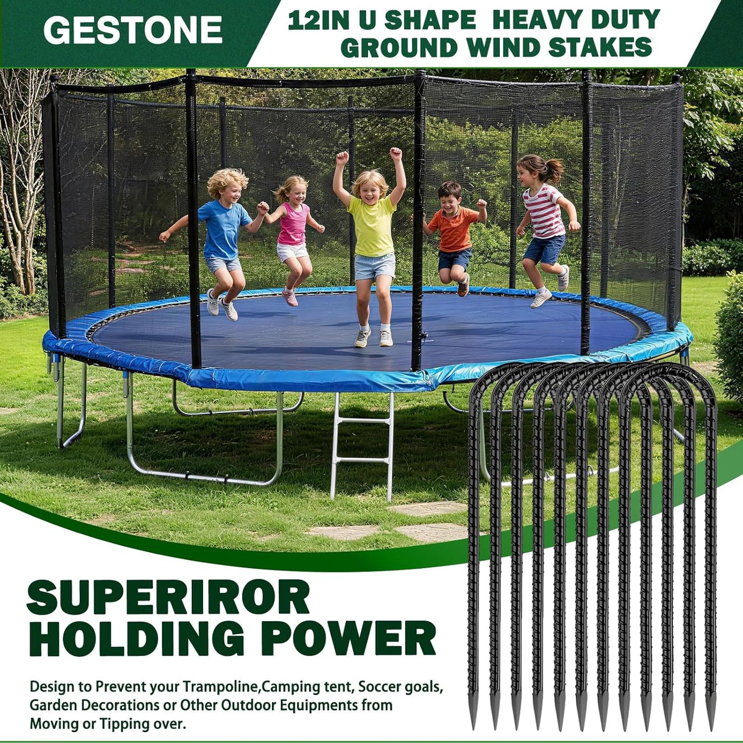 20 PCS Garden Ground Stakes 12" Rebar Stakes Heavy Duty J Shape