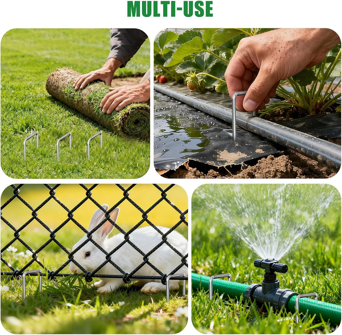 Landscape Staples Galvanized Garden Stakes,4 inch 50 Pack 12 Gauge Heavy Duty Garden Pins for Fences, Lawns, Weed Barriers and Landscape Fabrics, Irrigation Hose,Yard Lawn, Landscape Fabric.
