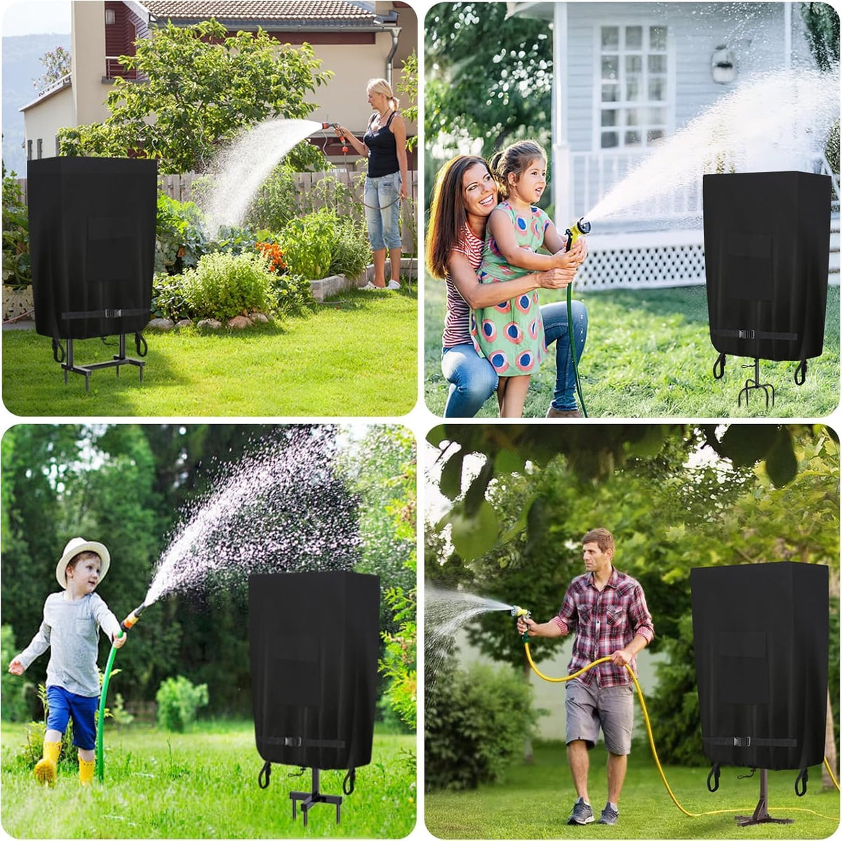 Garden Hose Holder Cover, Made with 100% Waterproof, Heavy Duty 500D Oxford Polyester Coated Tarpaulin for a Tighter Wrap and All Around Protection, 35.4″ x 10″ x 31.5″, Gray