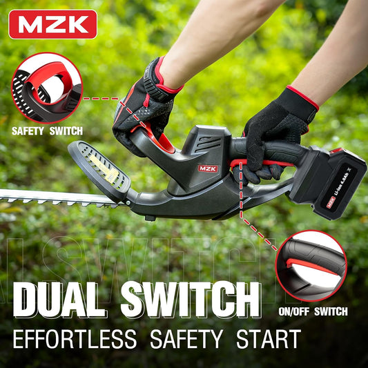 MZK 20V Cordless Hedge Trimmer, Bush & Shrub Cutter, 22-Inch Blade