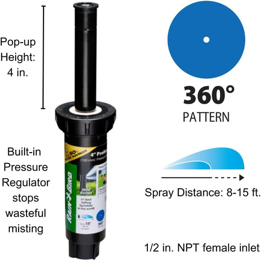 1804FDSP25 PRS Pro Dual Spray Pop-Up, Full Circle, 8-15 Feet, 4"