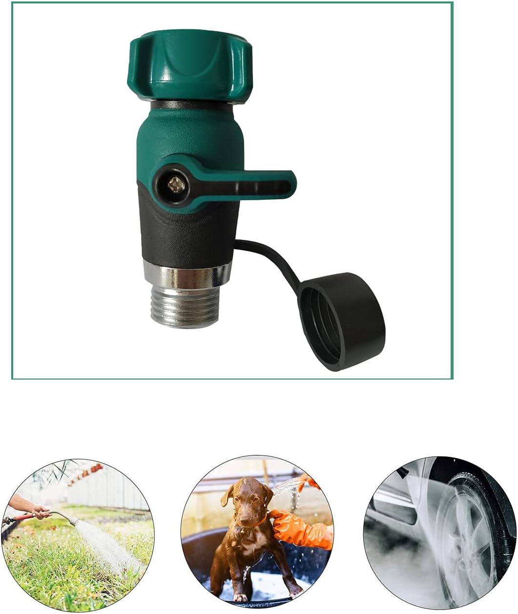 2 Pack Garden Hose Shut Off Valve 1 Way, Straight Garden Hose Splitter, Heavy Duty Zinc Alloy, 3/4-Inch Faucet/Hose Connector (UYG03#)
