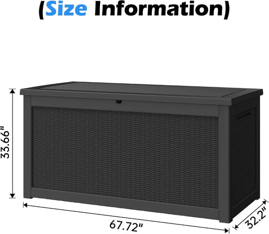 Outdoor Storage Box, 320 Gallon Resin Deck Boxes Outdoor Waterproof For Patio, Lockable And UV Resistant