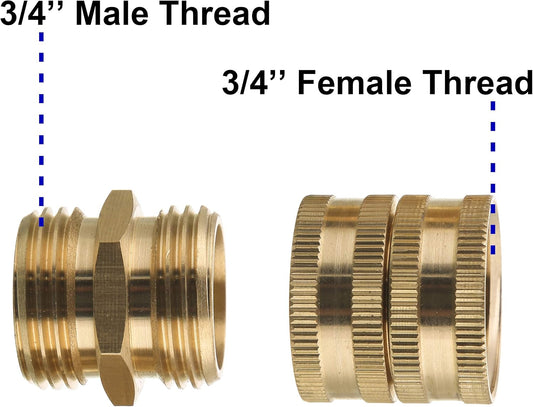 Garden Hose Adapter 3/4”, Male to Male, Female to Female, 4-Pack