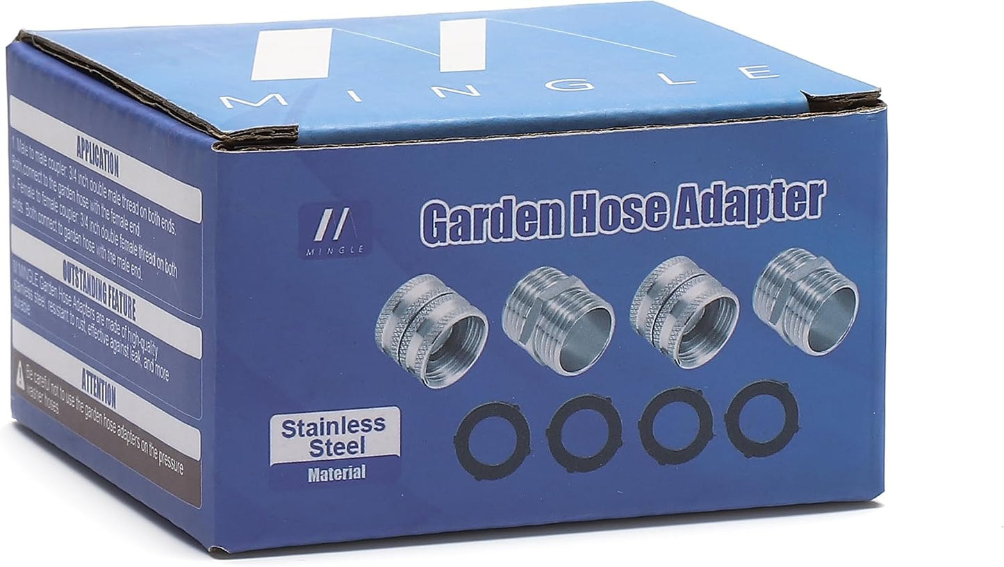 Garden Hose Adapter 3/4”, Male to Male, Female to Female, 4-Pack