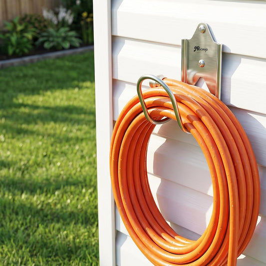 Garden Hose Holder, Garden Hose Hanger Wall Mount for Water Hose, Extension Cords, Air Compressor Hose, Heavy Duty & Rust Proof Set of 1