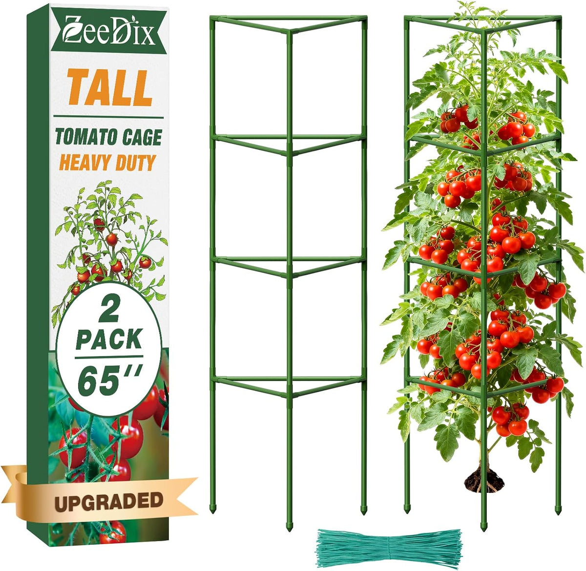 65 Inch 4 Pack Heavy Duty Tall Tomato Cages for Garden