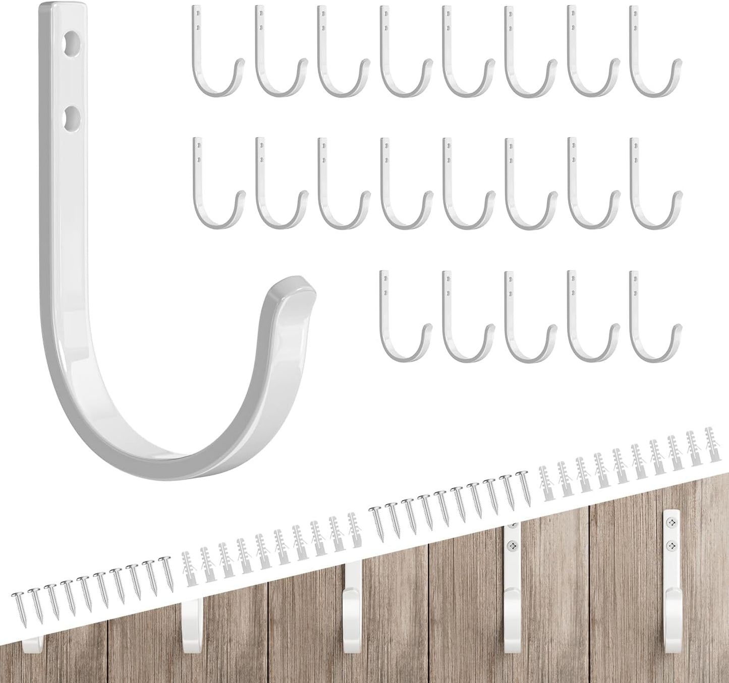 22LB Wall Hooks for Hanging Towel/Coat, Black 5 Pack