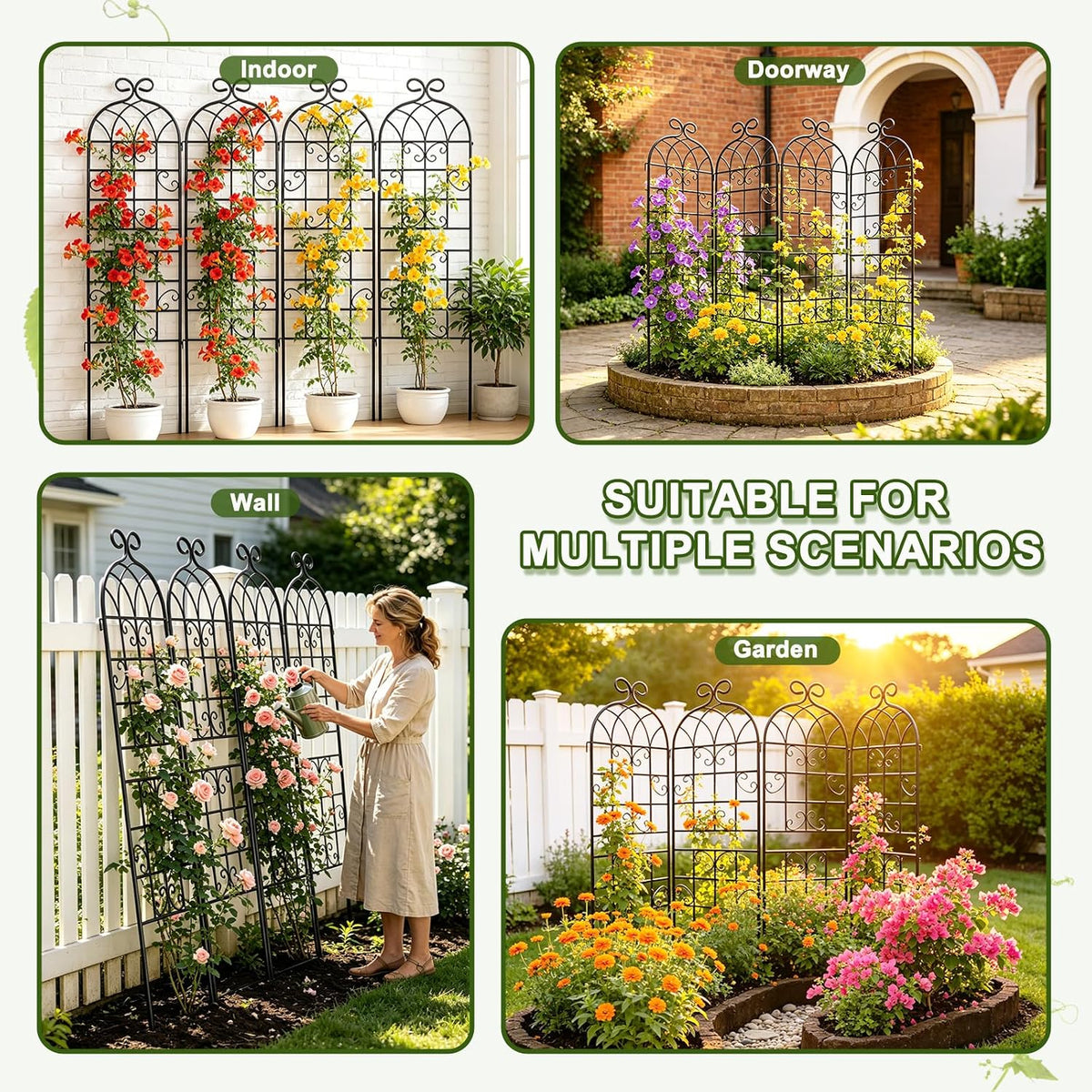 YOBAZAN Metal Garden Trellis 71"x20", 2 Pack Plant Support Trellis