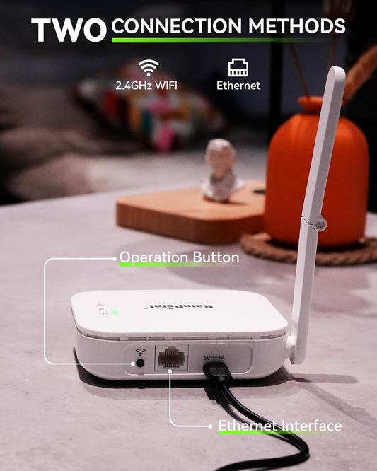 WiFi Water Timer for Garden Hose, Brass Inlet WiFi Sprinkler Controller, Smart Hose Timer Valve with Ethernet Gateway, Rain Delay for Garden/Lawn (Support WiFi & Ethernet Connection)