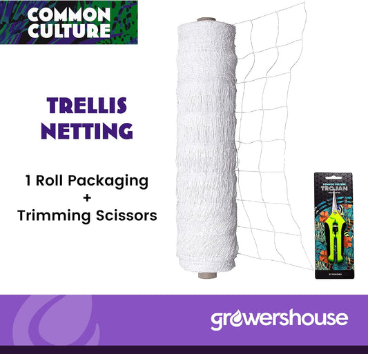 Professional Grade Trellis Netting Bulk Roll, 6.5ft x 4920ft (78" x 4920' | 1.98m x 1500m), 6" (15 cm) Squares, Heavy Duty Scrog Net with Trimming Scissors