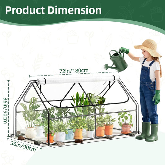 6x3x3FT Mini Greenhouse with 2 Large Zipper Doors for Outdoor