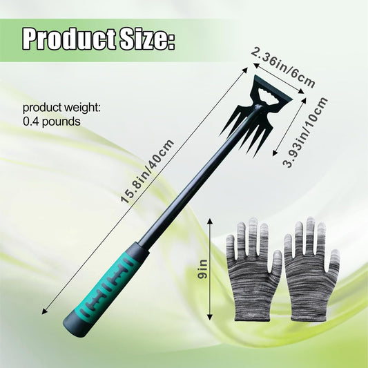 2Pcs Weed Puller Tool- 6 Teeth Manganese Steel Gardening Hand Weeder Tools