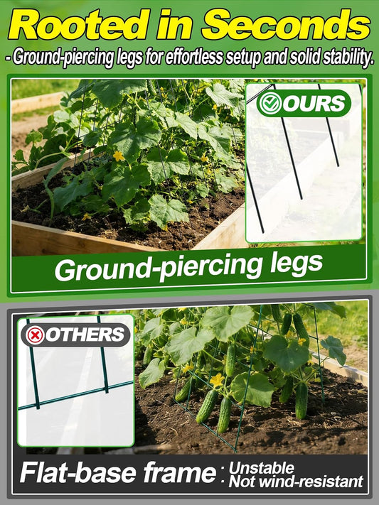 2Sets Cucumber Trellis for Raised Garden Bed - 59" L x15.7'' W 4.5mm Wire Heavy Duty Weather-Resistant Foldable A-Frame Metal Plant Support, for Squash Pole Bean Climbing Plants Vegetables Outdoor