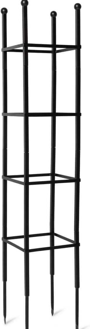 Essex Square Obelisk, 7 Feet Tall Large Steel Tower Trellis for Garden | Perfect for Climbing Plants & Vining Flowers - Black