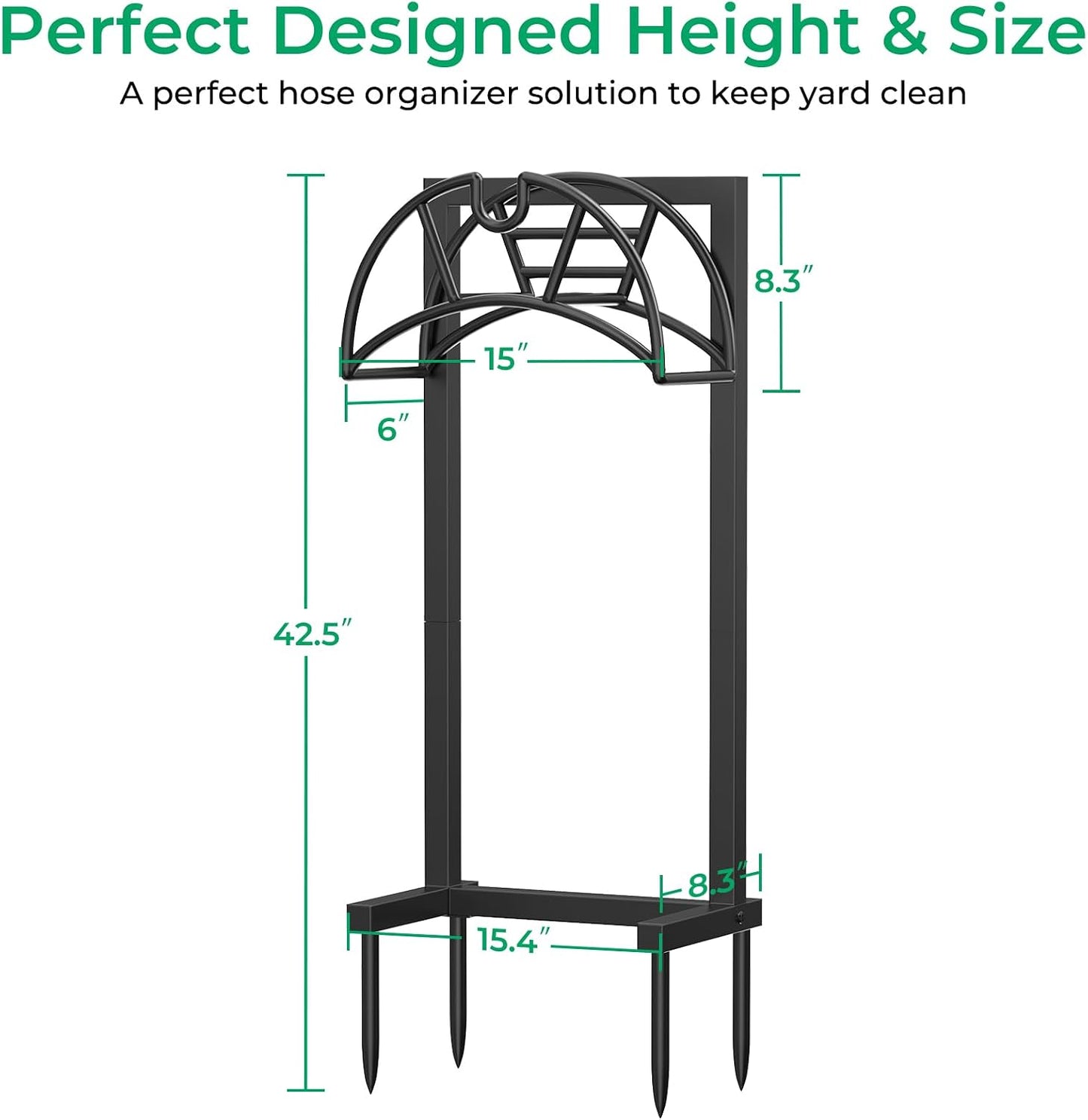 Garden Hose Holder, 4 Spikes Heavy Duty Hose Stand for 160FT Hose